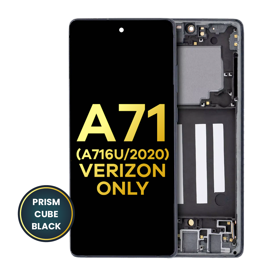 OLED Assembly With Frame For Samsung Galaxy A716V (A716V / 2020) (Verizon 5G UW Frame Only) (Refurbished) (Prism Cube Black)