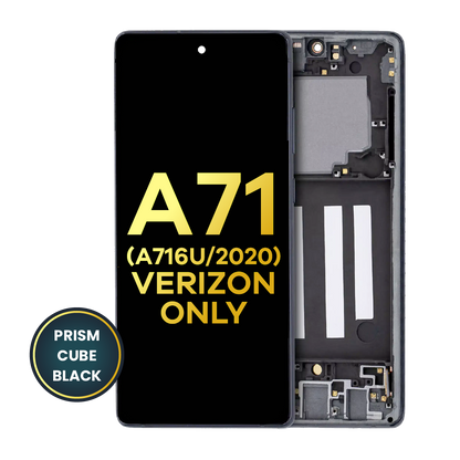 OLED Assembly With Frame For Samsung Galaxy A716V (A716V / 2020) (Verizon 5G UW Frame Only) (Refurbished) (Prism Cube Black)