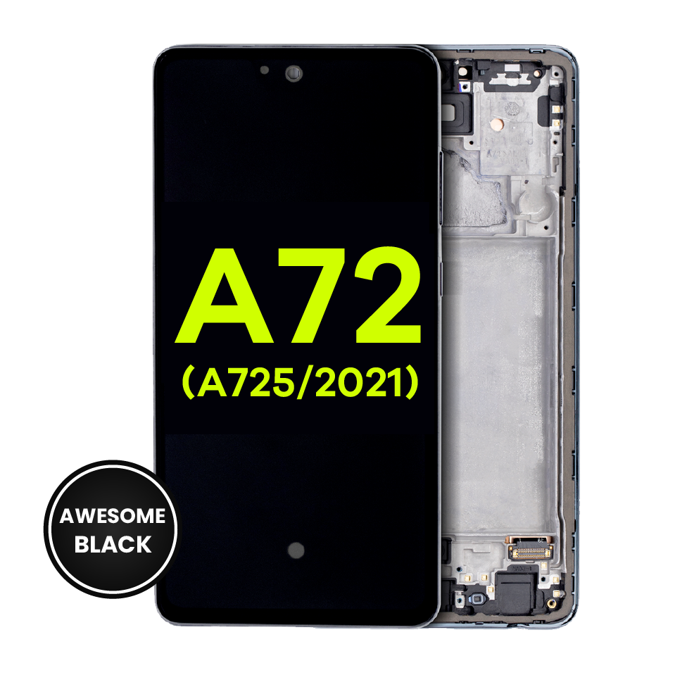 OLED Assembly With Frame For Samsung A72 (A725 / 2021) (Service Pack) (Awesome Black)