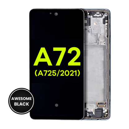 OLED Assembly With Frame For Samsung A72 (A725 / 2021) (Service Pack) (Awesome Black)