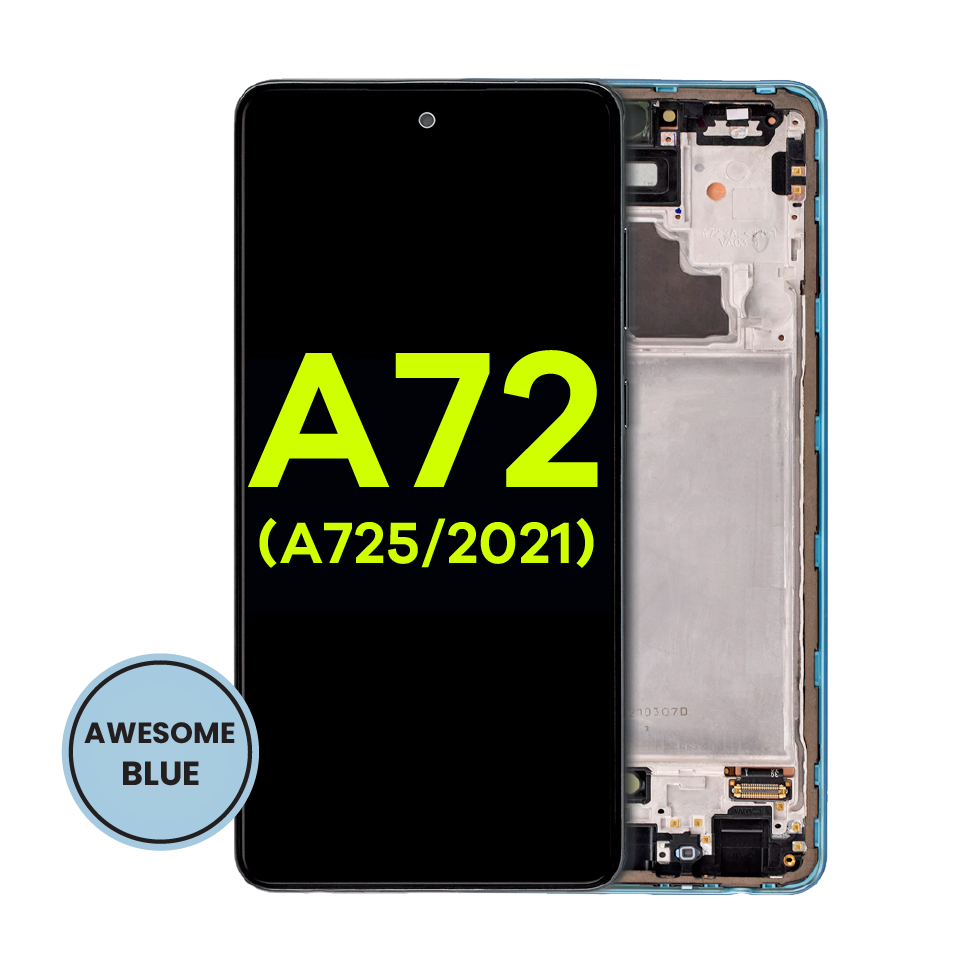 OLED Assembly With Frame For Samsung A72 (A725 / 2021) (Service Pack) (Awesome Blue)