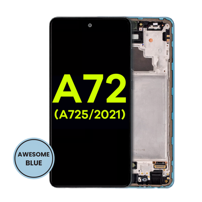 OLED Assembly With Frame For Samsung A72 (A725 / 2021) (Service Pack) (Awesome Blue)
