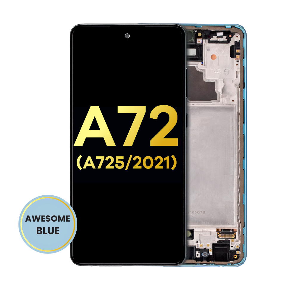 OLED Assembly With Frame For Samsung A72 (A725 / 2021) (Refurbished) (Awesome Blue)