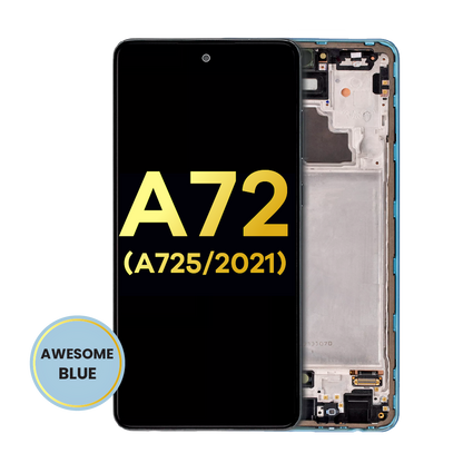 OLED Assembly With Frame For Samsung A72 (A725 / 2021) (Refurbished) (Awesome Blue)