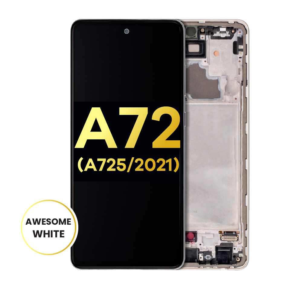 OLED Assembly With Frame For Samsung A72 (A725 / 2021) (Refurbished) (Awesome White)