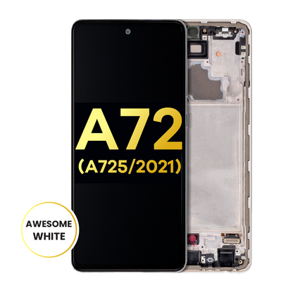 OLED Assembly With Frame For Samsung A72 (A725 / 2021) (Refurbished) (Awesome White)