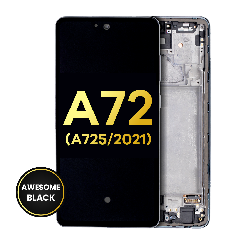 OLED Assembly With Frame For Samsung A72 (A725 / 2021) (Refurbished) (Awesome Black)