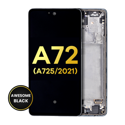 OLED Assembly With Frame For Samsung A72 (A725 / 2021) (Refurbished) (Awesome Black)