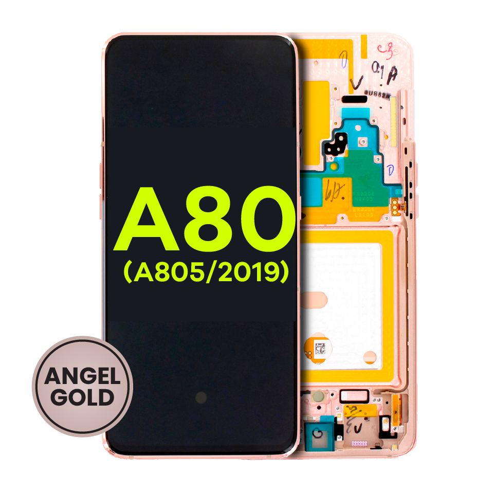 LCD Assembly With Frame For Samsung Galaxy A80 (A805 / 2019) (Angel Gold) (Service Pack)