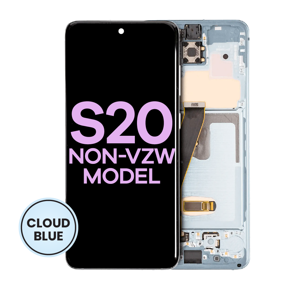 OLED Assembly With Frame For Samsung Galaxy S20 5G (Non-Verizon 5G UW Frame) (Service Pack) (Cloud Blue)