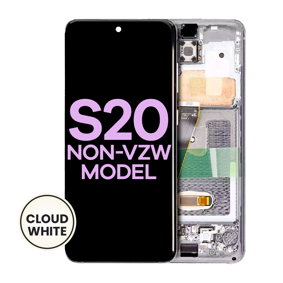 OLED Assembly With Frame For Samsung Galaxy S20 5G (Non-Verizon 5G UW Frame) (Service Pack) (Cloud White)