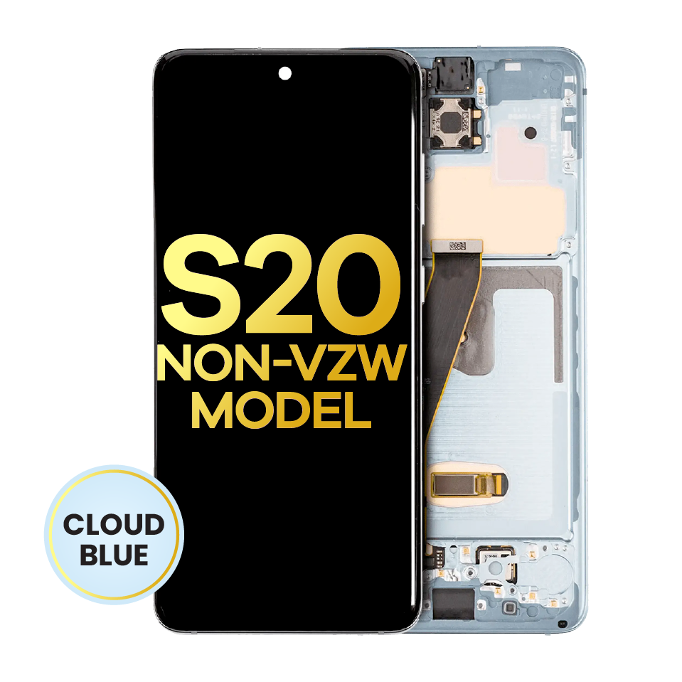 OLED Assembly With Frame For Samsung Galaxy S20 4G / 5G (Non-Verizon 5G UW Frame) (Refurbished) (Cloud Blue)