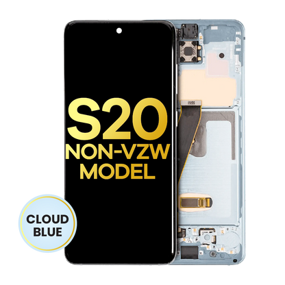 OLED Assembly With Frame For Samsung Galaxy S20 4G / 5G (Non-Verizon 5G UW Frame) (Refurbished) (Cloud Blue)
