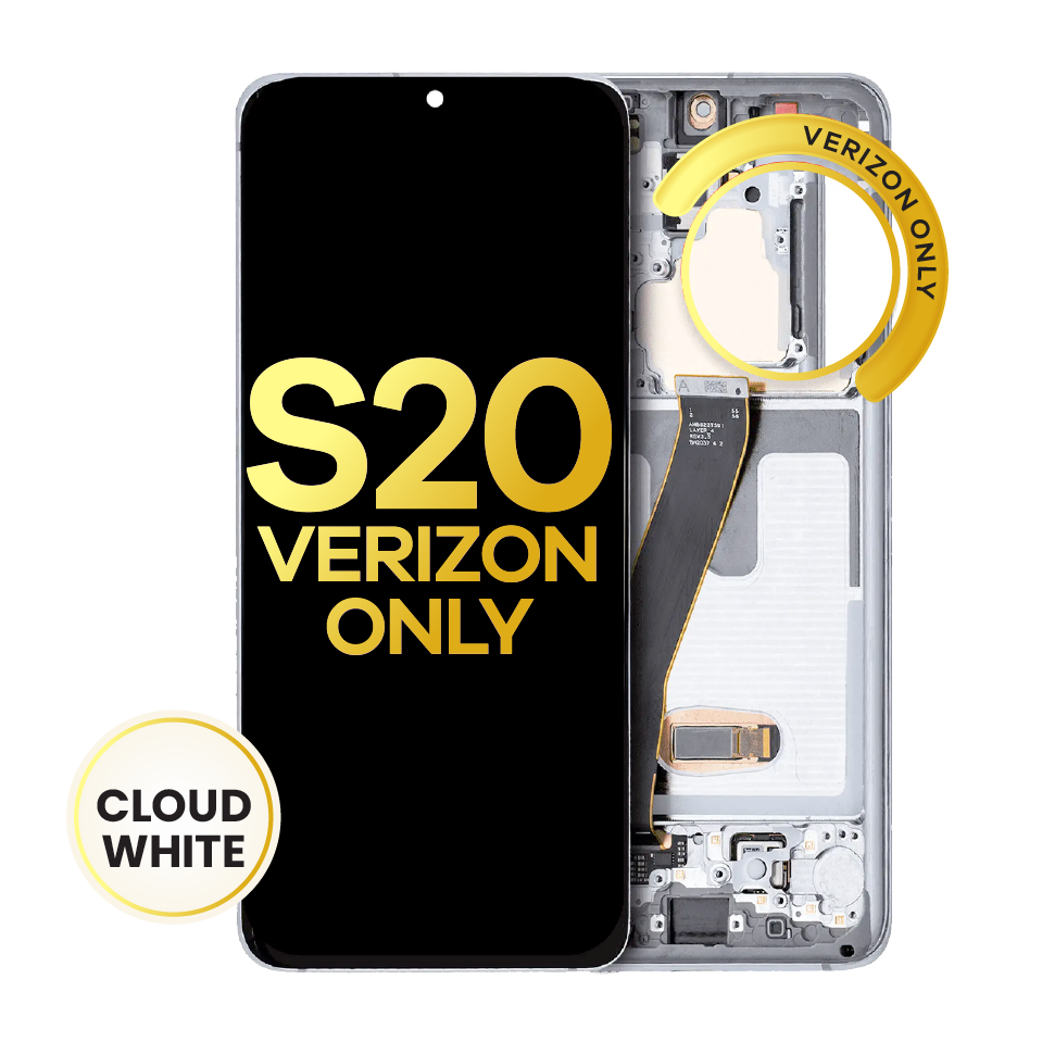 OLED Assembly With Frame For Samsung Galaxy S20 5G (Verizon 5G UW Frame Only) (Refurbished) (Cloud White)