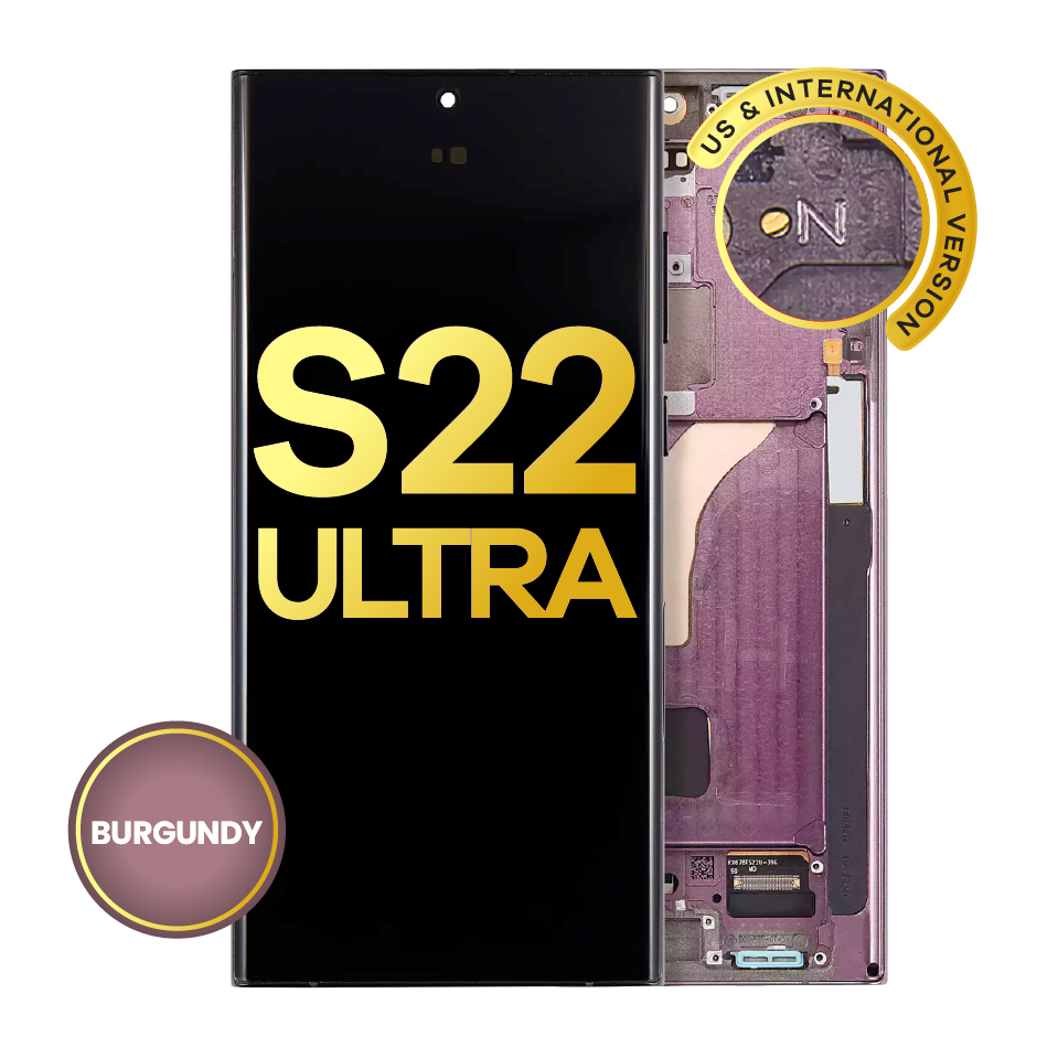 OLED Assembly With Frame For Samsung Galaxy S22 Ultra 5G (US & International Version) (Refurbished) (Burgundy)
