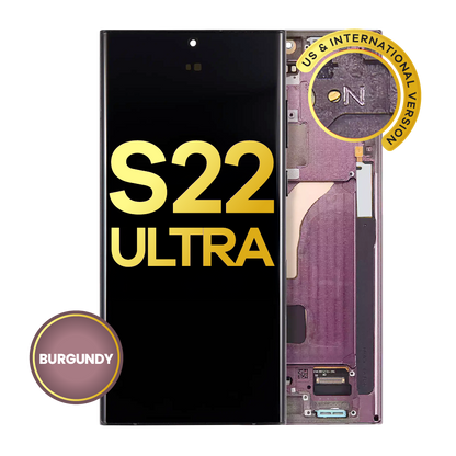 OLED Assembly With Frame For Samsung Galaxy S22 Ultra 5G (US & International Version) (Refurbished) (Burgundy)