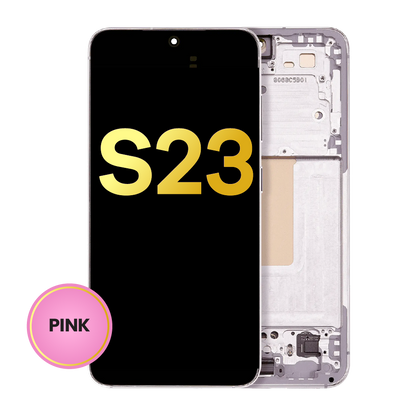 OLED Assembly With Frame For Samsung Galaxy S23 5G (US & International) (Refurbished) (Pink / Lavender)