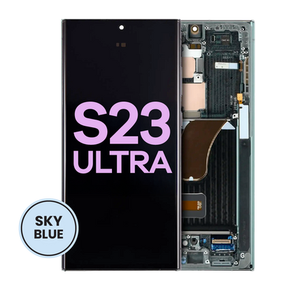 OLED Assembly With Frame For Samsung Galaxy S23 Ultra 5G (US & International) (Service Pack) (Sky Blue & Lime)