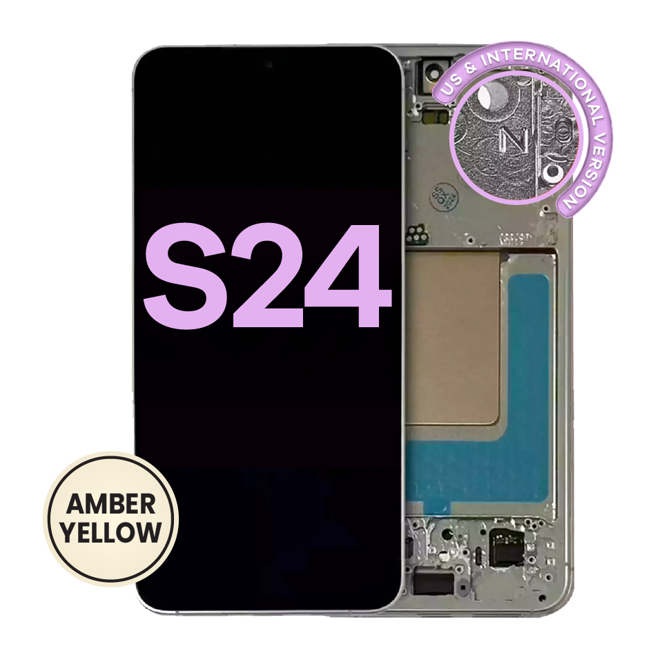 OLED Assembly With Frame For Samsung Galaxy S24 5G (US & International Version) (Service Pack) (Amber Yellow)