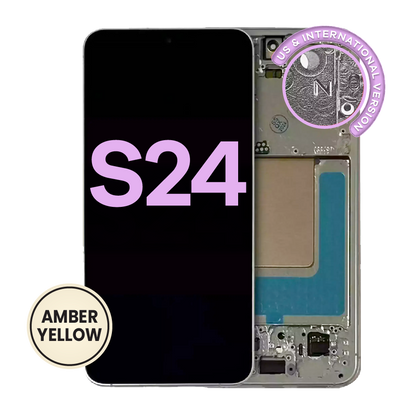 OLED Assembly With Frame For Samsung Galaxy S24 5G (US & International Version) (Service Pack) (Amber Yellow)