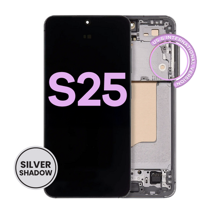 OLED Assembly With Frame For Samsung Galaxy S25 5G (US & International) (Service Pack) (Silver Shadow)