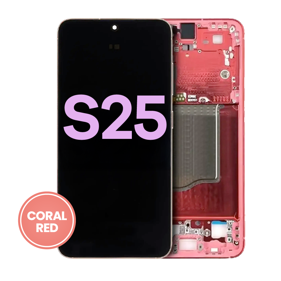 OLED Assembly With Frame For Samsung Galaxy S25 5G (US & International) (Service Pack) (Coral Red)