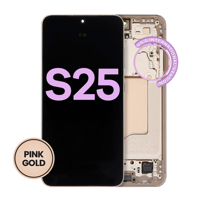 OLED Assembly With Frame For Samsung Galaxy S25 5G (US & International) (Service Pack) (Pink Gold)