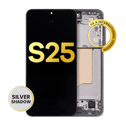 OLED Assembly With Frame For Samsung Galaxy S25 5G (US & International) (Refurbished) (Silver Shadow)