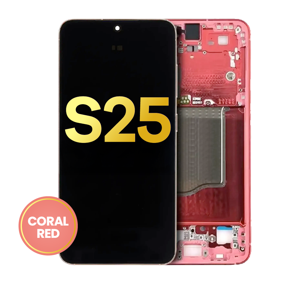 OLED Assembly With Frame For Samsung Galaxy S25 5G (US & International) (Refurbished) (Coral Red)