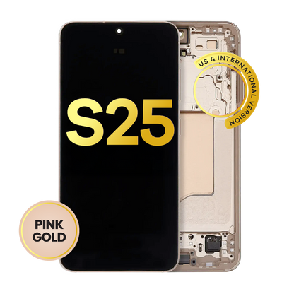 OLED Assembly With Frame For Samsung Galaxy S25 5G (US & International) (Refurbished) (Pink Gold)