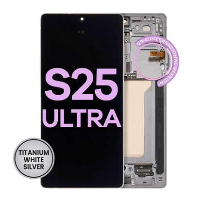 OLED Assembly With Frame For Samsung Galaxy S25 Ultra 5G (Service Pack ) (US & International) (Titanium White Silver)