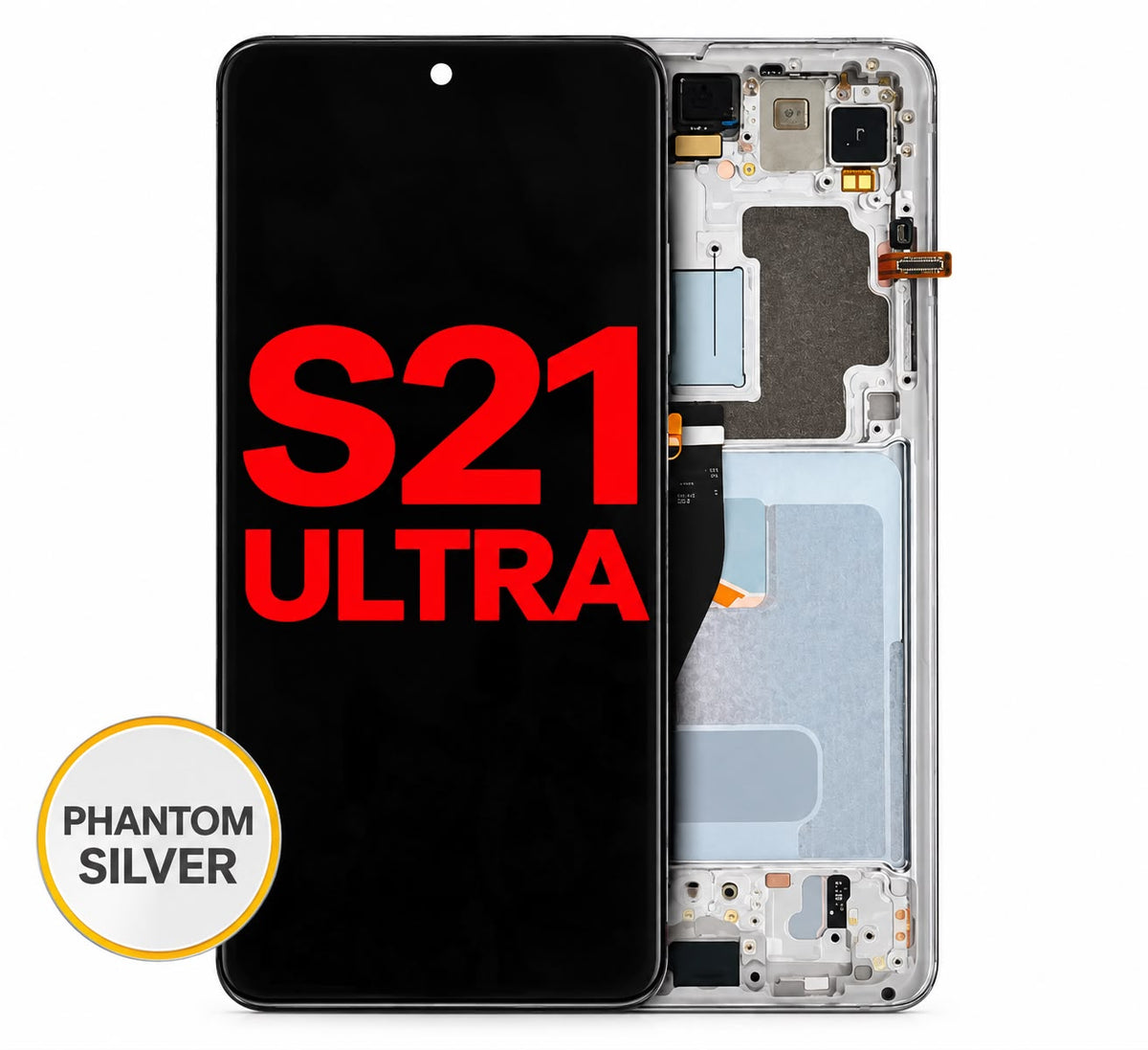 OLED Assembly With Frame For Samsung Galaxy S21 Ultra 5G (AM OLED) (Phantom Silver)